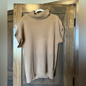 Brown turtle neck short sleeve sweater